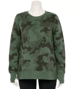 Tek Gear® Sweatshirt Fleece Plus Size Ultrasoft Crewneck -Tek Gear store 5000133 Sage Camo