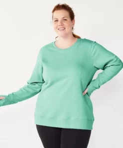 Tek Gear® Sweatshirt Fleece Plus Size Ultrasoft Crewneck -Tek Gear store 5000133 Shy Green