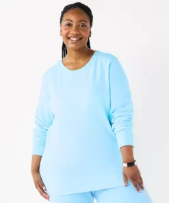 Tek Gear® Sweatshirt Fleece Plus Size Ultrasoft Crewneck -Tek Gear store 5000133 Wildflower Blue