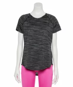 Tek Gear® Women' Tee Crewneck Performance Core -Tek Gear store 5015168 Black Spacedye