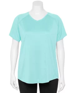Tek Gear® Tee Performance Core Plus Size V-Neck -Tek Gear store 5016444 Aqua Crystal