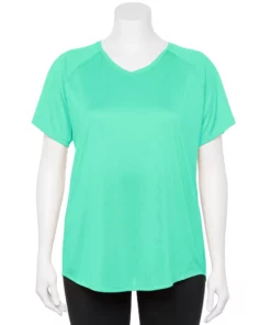 Tek Gear® Tee Performance Core Plus Size V-Neck -Tek Gear store 5016444 Aqua Stone