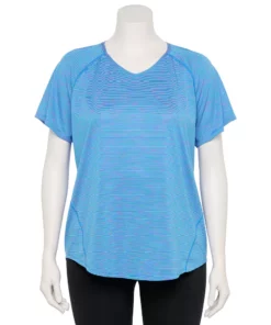 Tek Gear® Tee Performance Core Plus Size V-Neck -Tek Gear store 5016444 Blue Spacedye