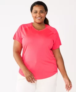 Tek Gear® Tee Performance Core Plus Size V-Neck -Tek Gear store 5016444 Frantic Pink