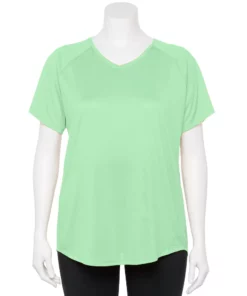 Tek Gear® Tee Performance Core Plus Size V-Neck -Tek Gear store 5016444 Glaze Green