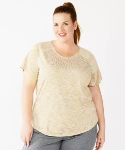 Tek Gear® Tee Performance Core Plus Size V-Neck -Tek Gear store 5016444 Mint Spacedye