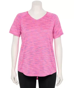 Tek Gear® Tee Performance Core Plus Size V-Neck -Tek Gear store 5016444 Pink Spacedye