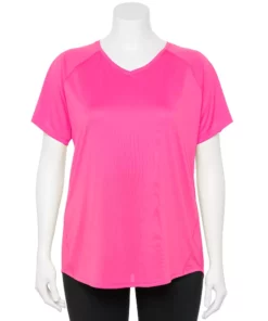 Tek Gear® Tee Performance Core Plus Size V-Neck -Tek Gear store 5016444 Pink Trillion