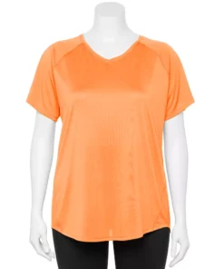 Tek Gear® Tee Performance Core Plus Size V-Neck -Tek Gear store 5016444 Pomelo Orange