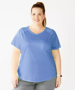 Tek Gear® Tee Performance Core Plus Size V-Neck -Tek Gear store 5016444 Presley Purple
