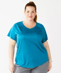 Tek Gear® Tee Performance Core Plus Size V-Neck -Tek Gear store 5016444 Spectacular Teal