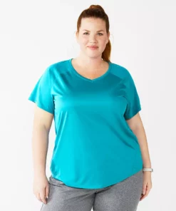 Tek Gear® Tee Performance Core Plus Size V-Neck -Tek Gear store 5016444 Tremendous Teal