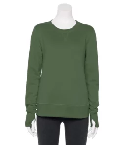 Petite Tek Gear® Sweatshirt Fleece Ultrasoft Crewneck -Tek Gear store 5146364 Esta Olive