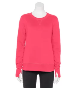 Petite Tek Gear® Sweatshirt Fleece Ultrasoft Crewneck -Tek Gear store 5146364 Fanatic Pink