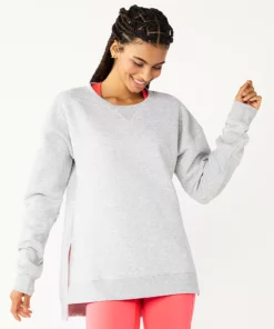 Petite Tek Gear® Sweatshirt Fleece Ultrasoft Crewneck -Tek Gear store 5146364 Metro Heather