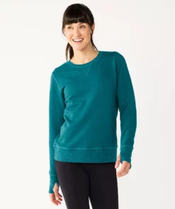 Petite Tek Gear® Sweatshirt Fleece Ultrasoft Crewneck -Tek Gear store 5146364 Night Life Teal