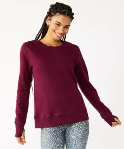 Petite Tek Gear® Sweatshirt Fleece Ultrasoft Crewneck -Tek Gear store 5146364 Night Sangria