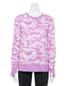 Petite Tek Gear® Sweatshirt Fleece Ultrasoft Crewneck -Tek Gear store 5146364 Purple Camo