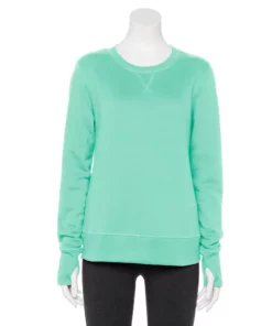 Petite Tek Gear® Sweatshirt Fleece Ultrasoft Crewneck -Tek Gear store 5146364 Shy Green