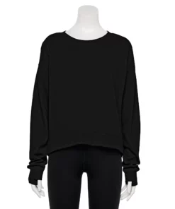 Tek Gear® Women' Sweatshirt Fleece Crewneck Stretch -Tek Gear store 5181941 Black