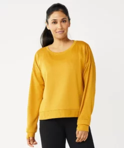 Tek Gear® Women' Sweatshirt Fleece Crewneck Stretch -Tek Gear store 5181941 Brassy Gold