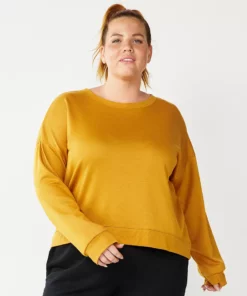 Tek Gear® Sweatshirt Fleece Plus Size Crewneck -Tek Gear store 5187076 Brassy Gold