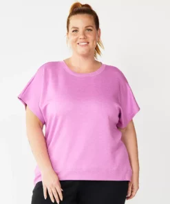 Tek Gear® Tee Fleece Plus Size Stretch -Tek Gear store 5197872 Luminous Pink