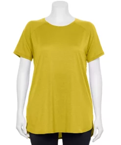 Tek Gear® Tee Plus Size Tunic High Slit -Tek Gear store 5227026 Lime Verbena