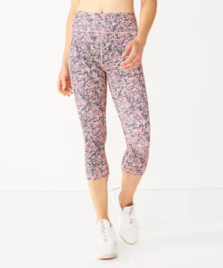 Tek Gear® Women' Legging Core High-Waisted Capri -Tek Gear store 5234821 Coral Ditsy Floral