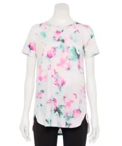 Petite Tek Gear® Tee Tunic High Slit 11 Petite Tek Gear® Tee Tunic High Slit -Tek Gear store 5240647 Aqua Multi Dye