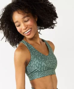 Tek Gear® Bra Core Sport V-Neck Medium-Impact 36 Tek Gear® Bra Core Sport V-Neck Medium-Impact -Tek Gear store 5256799 Green Leopard