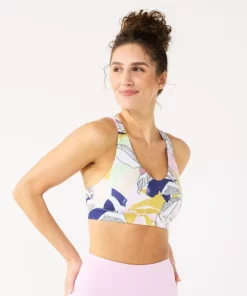 Tek Gear® Bra Core Sport V-Neck Medium-Impact 51 Tek Gear® Bra Core Sport V-Neck Medium-Impact -Tek Gear store 5256799 White Sketched Floral