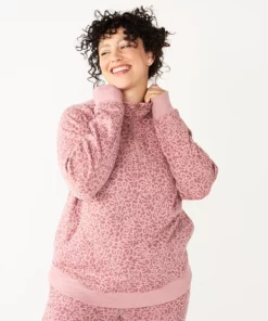 Tek Gear® Women' Jacket Fleece Ultrasoft Quarter-Zip -Tek Gear store 5521867 Rose Leopard