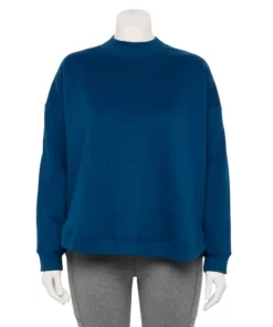 Tek Gear® Sweatshirt Fleece Plus Size Ultrasoft Mockneck -Tek Gear store 5540359 Blue Crayon