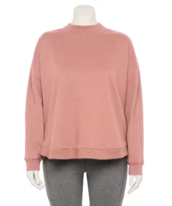 Tek Gear® Sweatshirt Fleece Plus Size Ultrasoft Mockneck -Tek Gear store 5540359 Martini Rose