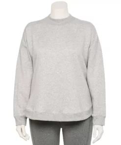 Tek Gear® Sweatshirt Fleece Plus Size Ultrasoft Mockneck -Tek Gear store 5540359 Metro Heather