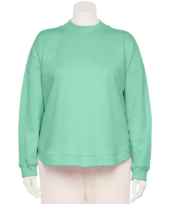 Tek Gear® Sweatshirt Fleece Plus Size Ultrasoft Mockneck -Tek Gear store 5540359 Shy Green
