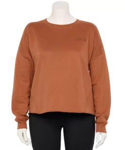 Tek Gear® Sweatshirt Fleece Plus Size Ultrasoft Crewneck Easy -Tek Gear store 5540652 Cinnamon Coffee