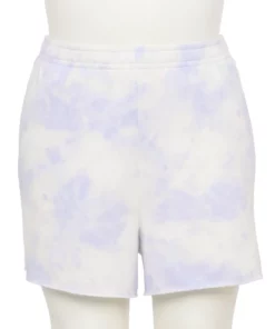 Tek Gear® Short Raw-Hem Fleece Plus Size Ultrasoft -Tek Gear store 5540831 Purple Dye Effect