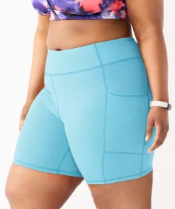 Tek Gear® Bike Short 7-In. Plus Size Brushed High-Waisted -Tek Gear store 5553994 Wildflower Blue