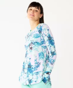 Tek Gear® Women' Tunic Long Sleeve -Tek Gear store 5560866 Teal Swirled