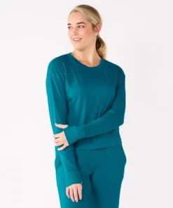 Tek Gear® Women' Tee Crewneck Long Sleeve -Tek Gear store 5561703 Night Life Teal