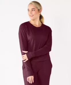 Tek Gear® Women' Tee Crewneck Long Sleeve -Tek Gear store 5561703 Night Sangria