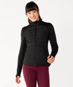 Tek Gear® Women' Jacket Mixed-Media Hooded -Tek Gear store 5561979 Black