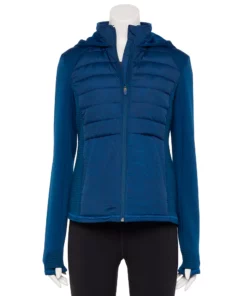 Tek Gear® Women' Jacket Mixed-Media Hooded -Tek Gear store 5561979 Blue Crayon Dot