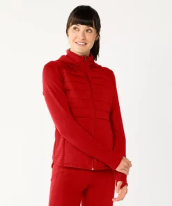 Tek Gear® Women' Jacket Mixed-Media Hooded -Tek Gear store 5561979 Cranberry Kiss