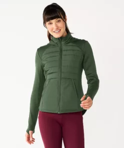 Tek Gear® Women' Jacket Mixed-Media Hooded -Tek Gear store 5561979 Esta Olive