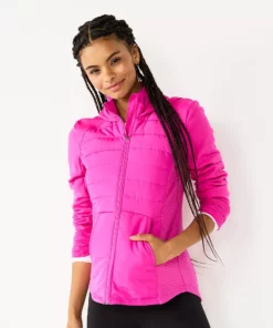 Tek Gear® Women' Jacket Mixed-Media Hooded -Tek Gear store 5561979 Fuchsia