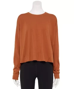 Tek Gear® Women' Tee Easy Terry French Raw-Seam -Tek Gear store 5562562 Cinnamon Coffee