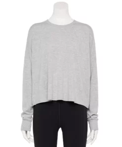 Tek Gear® Women' Tee Easy Terry French Raw-Seam -Tek Gear store 5562562 Metro Heather